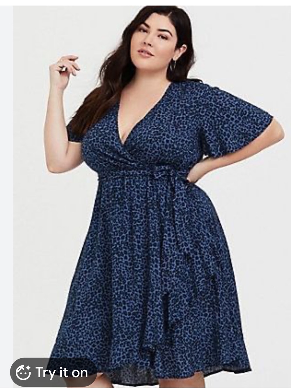 Torrid blue and black leopard faux wrap dress size 0 or xl